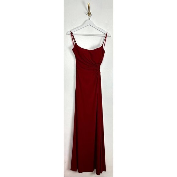 LA FEMME Cutout Crepe Gown in Deep Red Size US 2 - Picture 3 of 8